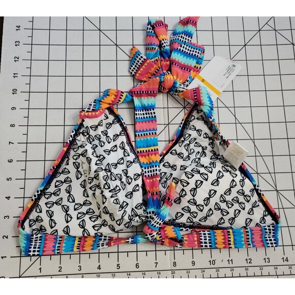 NWT Anne Cole S Multi Triangle Stripe Wire-free Halter Bikini Top 87714 - Picture 3 of 3
